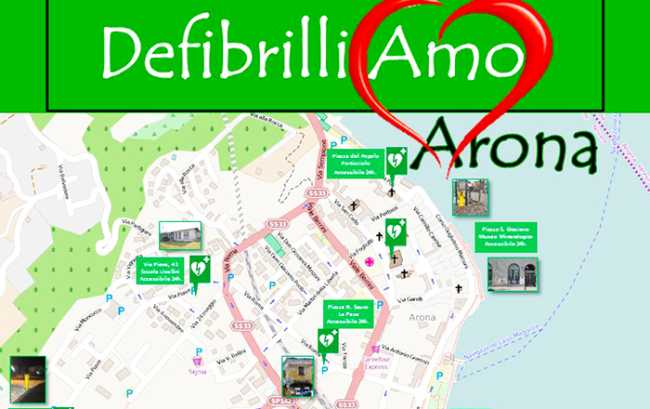 arona mappa defibrillatori