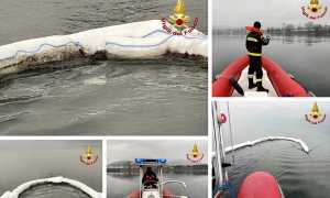 scarico lago vigili fuoco gommone mix